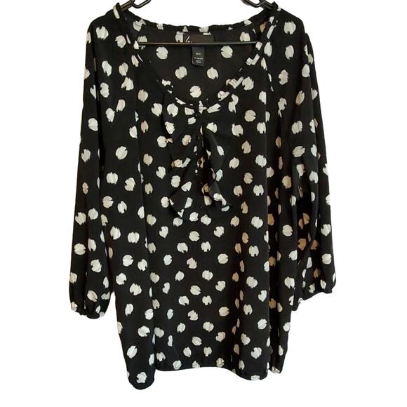 Lane Bryant 3/4 Sleeve Top, Black/white polka dot, 22/24 - Picture 1 of 8